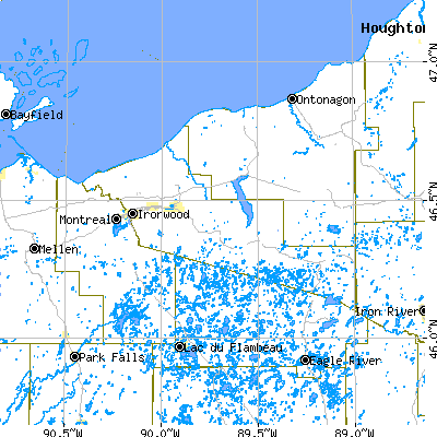 Gogebic County close-up map
