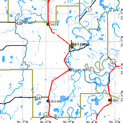 Humphreys County close-up map