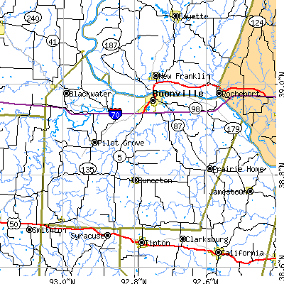 Cooper County close-up map