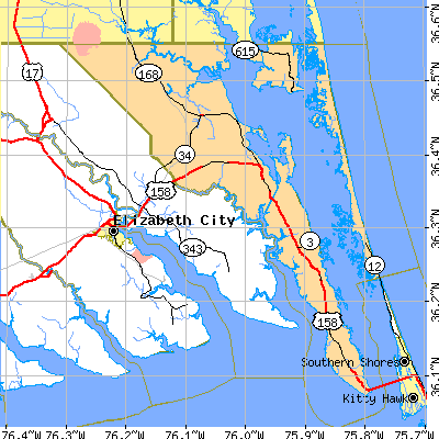 Currituck County close-up map