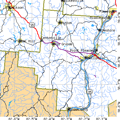 Gallia County close-up map