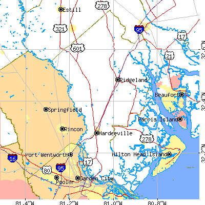 Jasper County close-up map