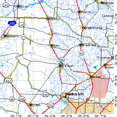Gibson County close-up map