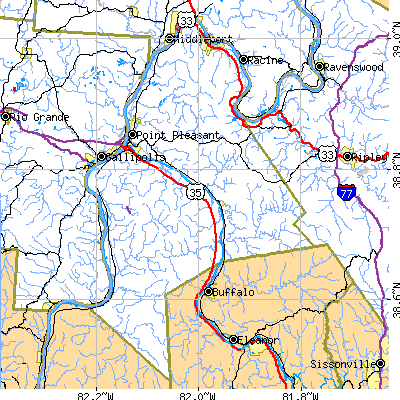 Mason County close-up map