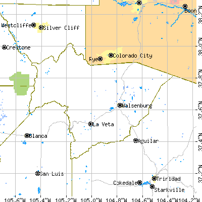 Huerfano County close-up map