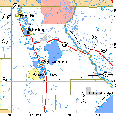 Highlands County close-up map