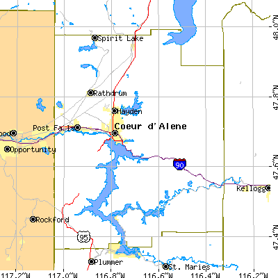 Kootenai County close-up map