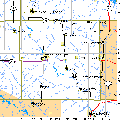 Delaware County close-up map