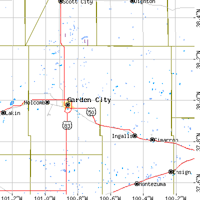 Finney County close-up map