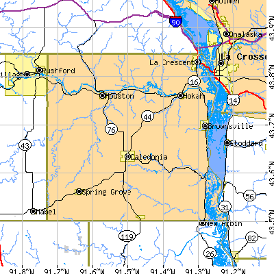 Houston County close-up map