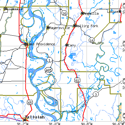 Issaquena County close-up map