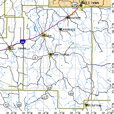 Crawford County close-up map
