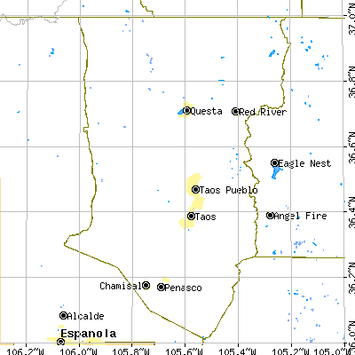 Taos County close-up map