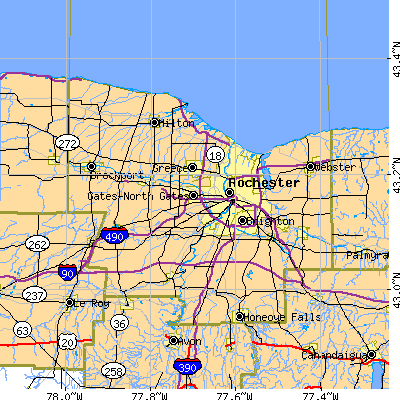 Monroe County close-up map