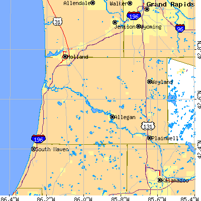 Allegan County close-up map