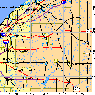 Geauga County close-up map