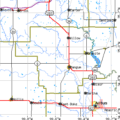 Greer County close-up map