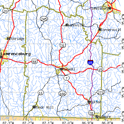 Giles County close-up map