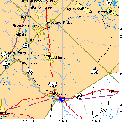 Caldwell County close-up map