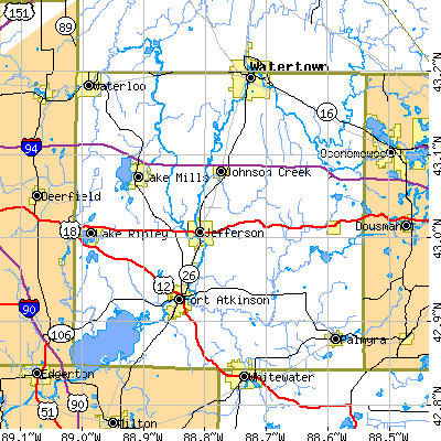 Jefferson County close-up map