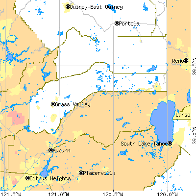 Nevada County close-up map