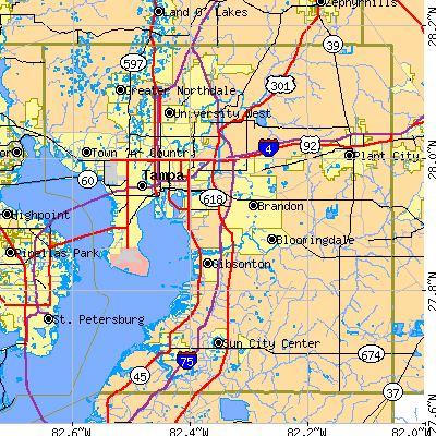 Hillsborough County close-up map