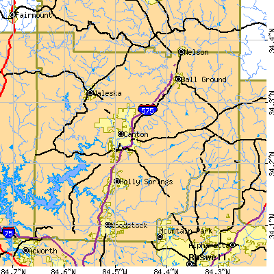 Cherokee County close-up map