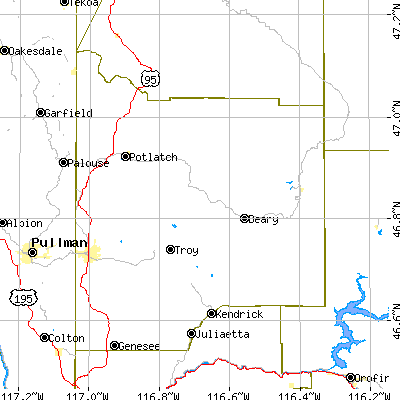 Latah County close-up map