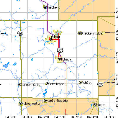 Gratiot County close-up map