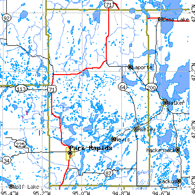 Hubbard County close-up map