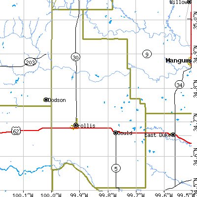 Harmon County close-up map
