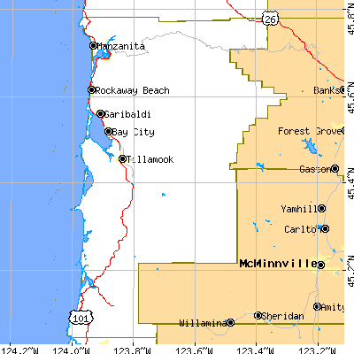 Tillamook County close-up map