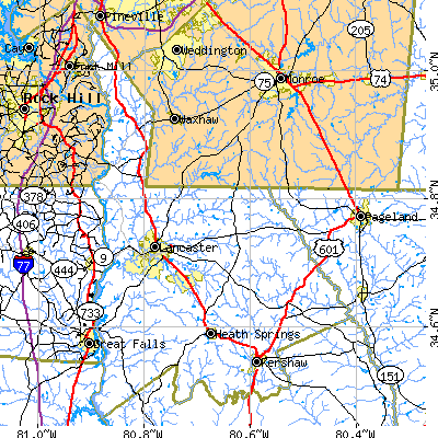 Lancaster County close-up map
