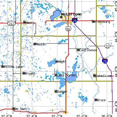 Hamlin County close-up map