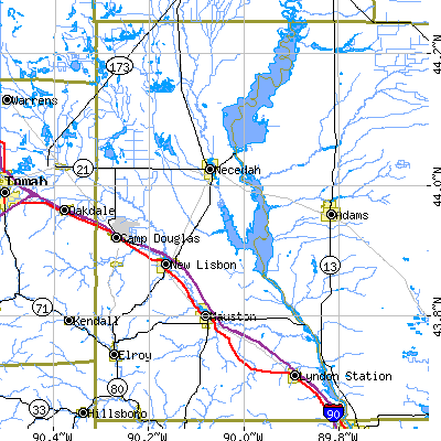 Juneau County close-up map