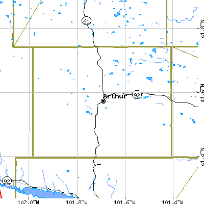 Arthur County close-up map