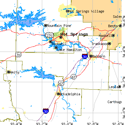 Hot Spring County close-up map