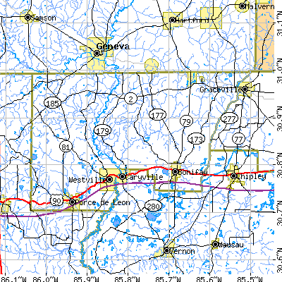 Holmes County close-up map