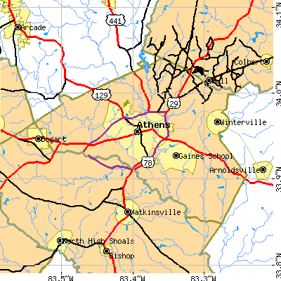 Clarke County close-up map