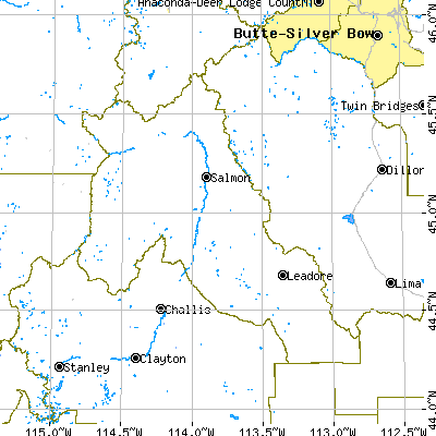 Lemhi County close-up map