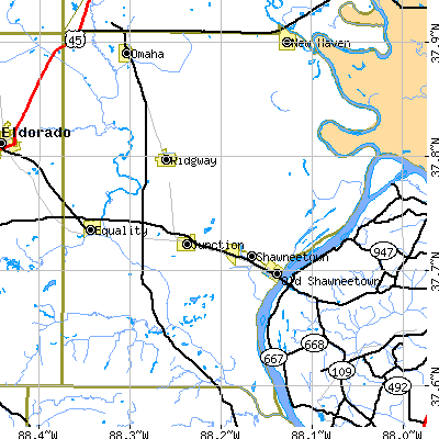 Gallatin County close-up map