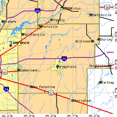 Hancock County close-up map