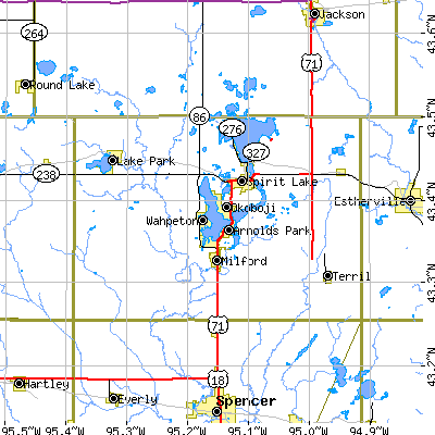 Dickinson County close-up map