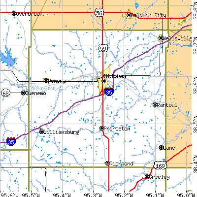 Franklin County close-up map