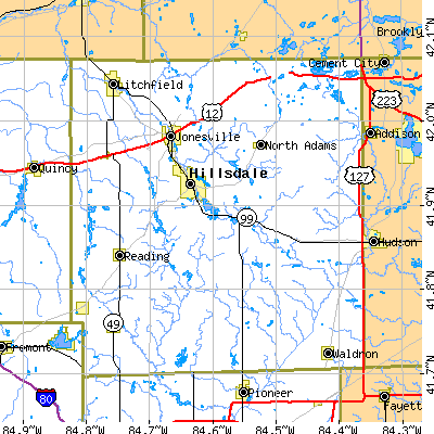 Hillsdale County close-up map