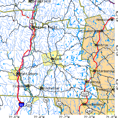 Cheshire County close-up map