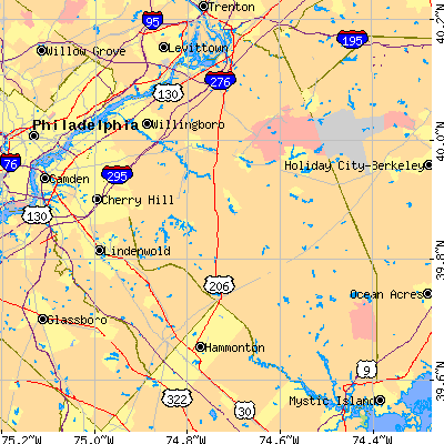 Burlington County close-up map