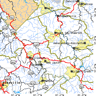 Mingo County close-up map