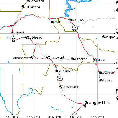 Lewis County close-up map