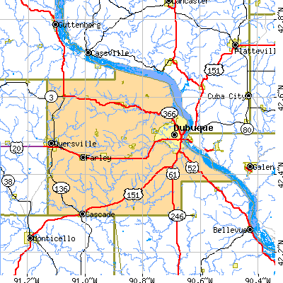 Dubuque County close-up map